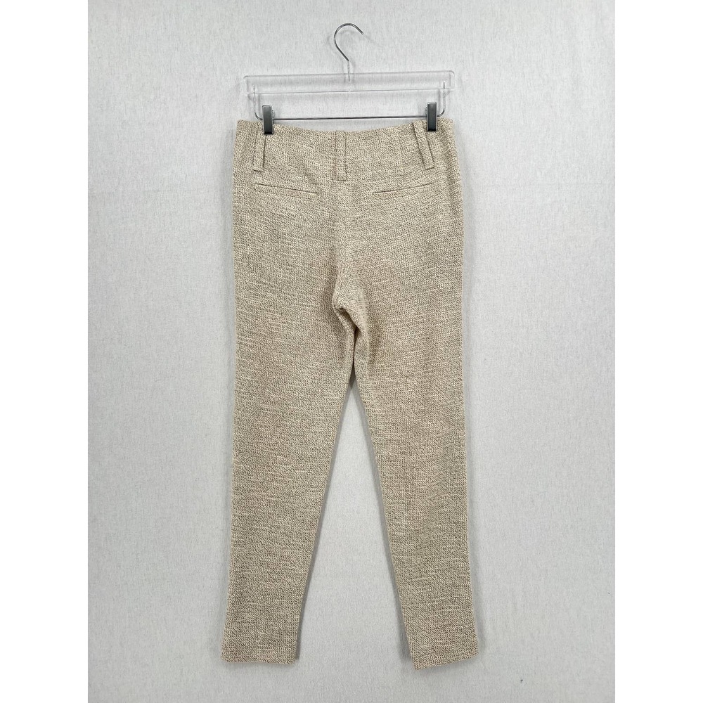 ALICE + OLIVIA Pants Womens 4 Cream Black Textured Tweed Knit Slim Trouser NWT - Picture 2 of 8